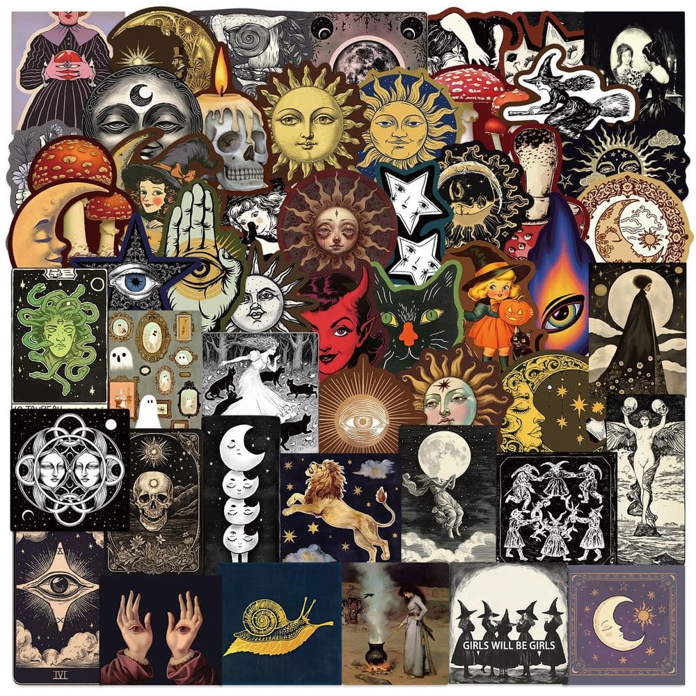 Pacote de adesivos Mysterious Celestial, 50 unidades de vinil impermeável