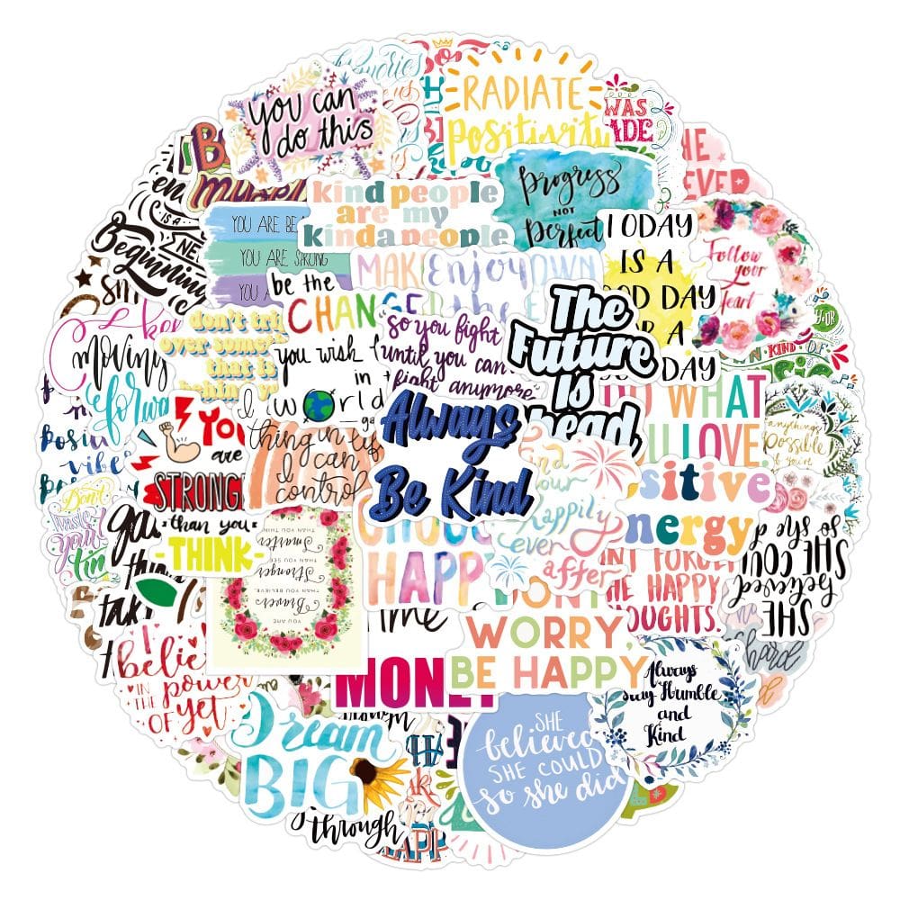 Adesivos de vinil, 100 unidades, citações inspiradoras, decalques motivacionais