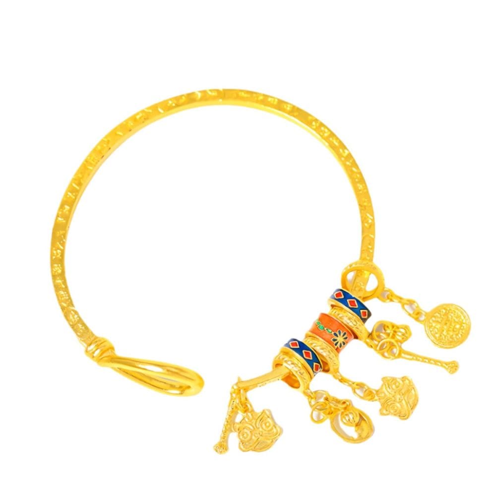 Pulseira Gold Placer para mulheres em estilo chinês 28g Open Bangl