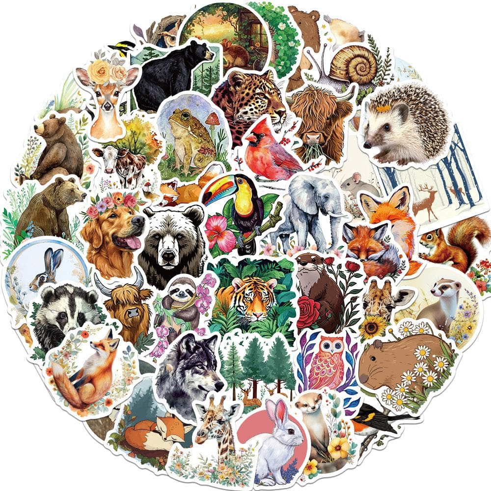 Pacote de adesivos Forest Animal, 50 unidades de vinil impermeável