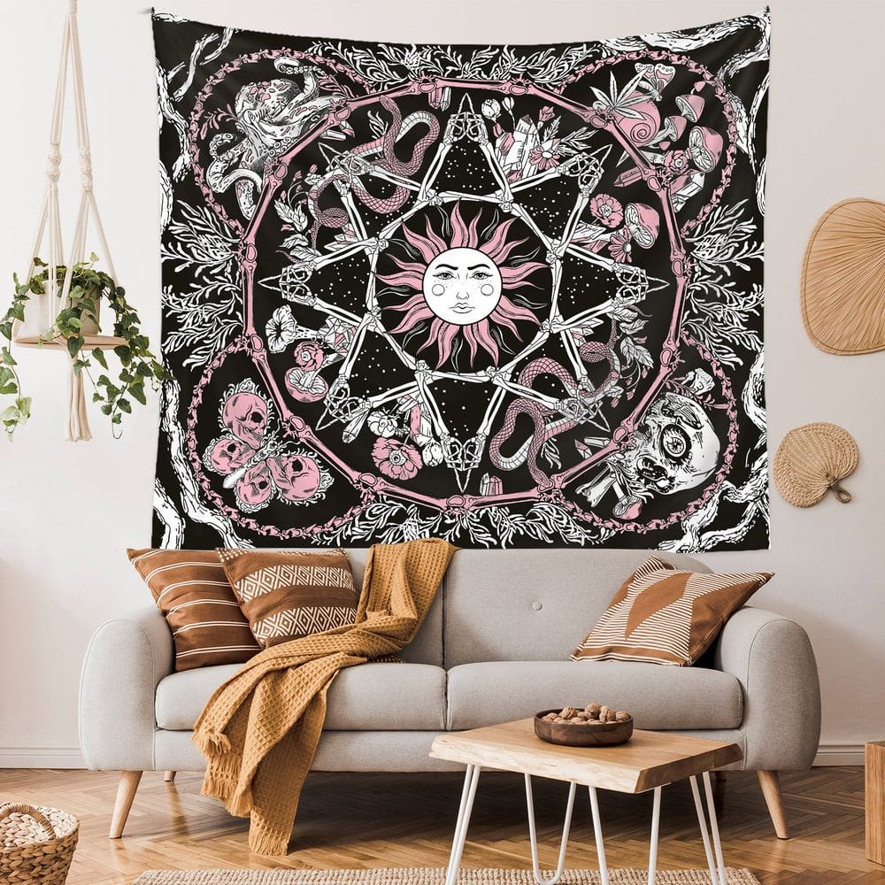 Tapeçaria para pendurar na parede Mystical Sun and Moon 130x150cm