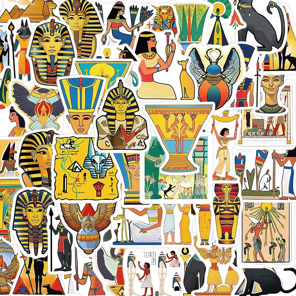 Adesivos com tema egípcio, 50 peças, decalques de vinil para projetos de bricolage