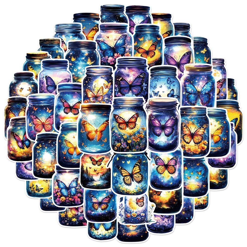 Pacote de adesivos Butterfly in Bottle Fantasy Glow Vinyl x50