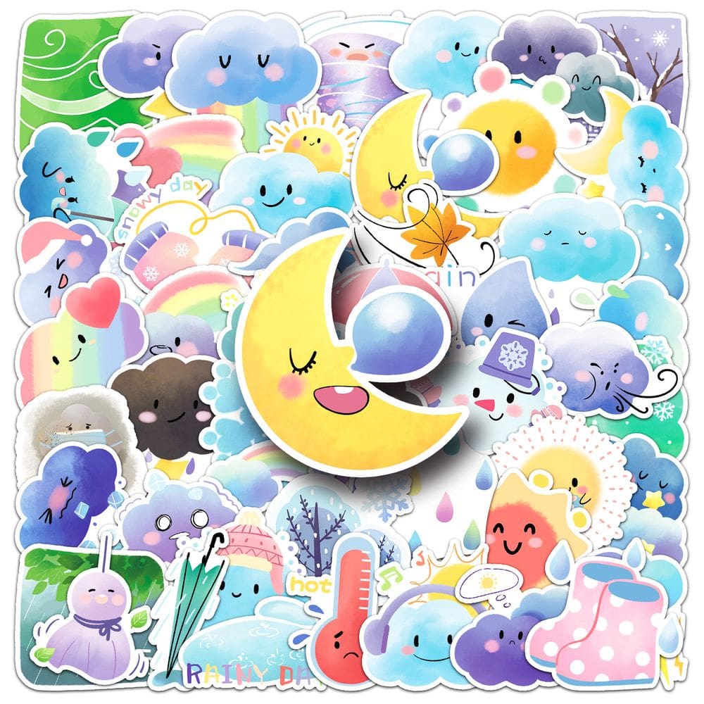 Adesivos Weather and Mood 50 peças Cartoon Cloud and Sun