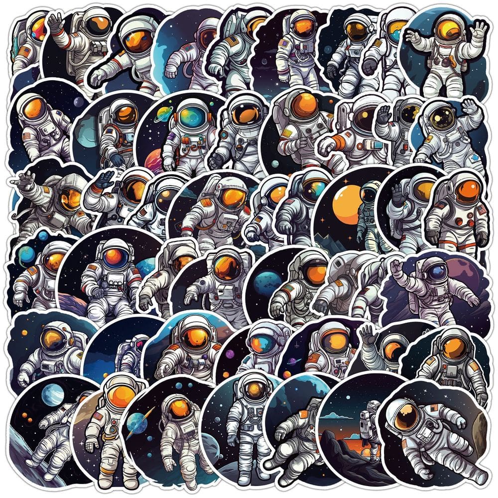Conjunto de adesivos Astronaut Space, 50 unidades para crianças e adolescentes