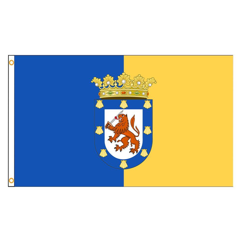 Bandeira: brasão de leão com coroa, poliéster premium de 90x150cm