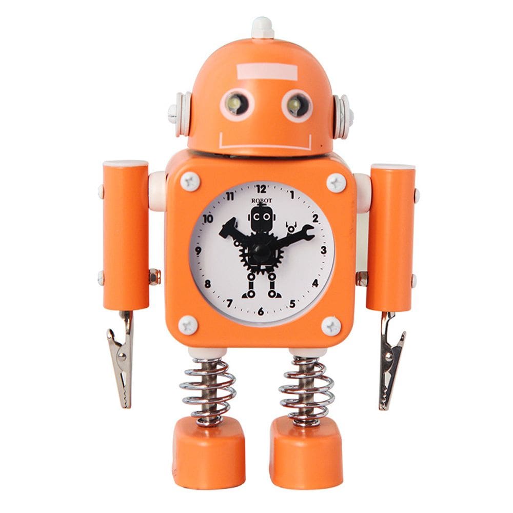 Mecanismo silencioso de metal em forma de robô criativo de despertador
