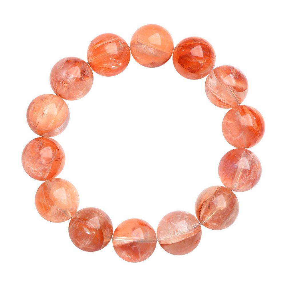 Pulseira de cristal para mulheres com inclusão vermelha e amarela de 6 mm