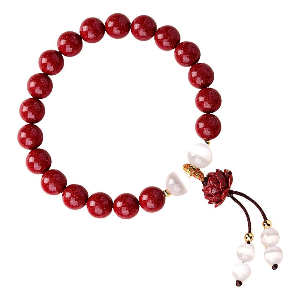 Pulseira Cinnabar para mulheres com miçangas de gato e Lotus T