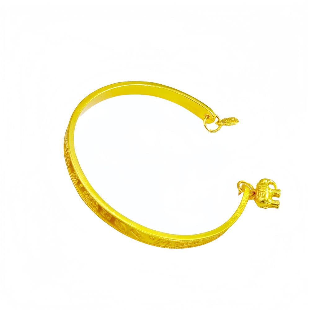 Pulseira aberta banhada a ouro para mulheres com símbolos gravados