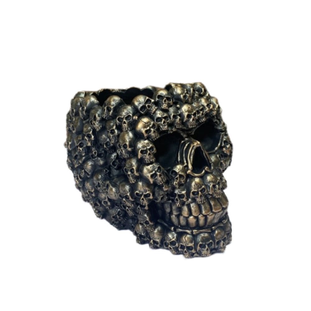 Caveira de resina de vaso de flores com design de cabeça agrupada Gothic Pla