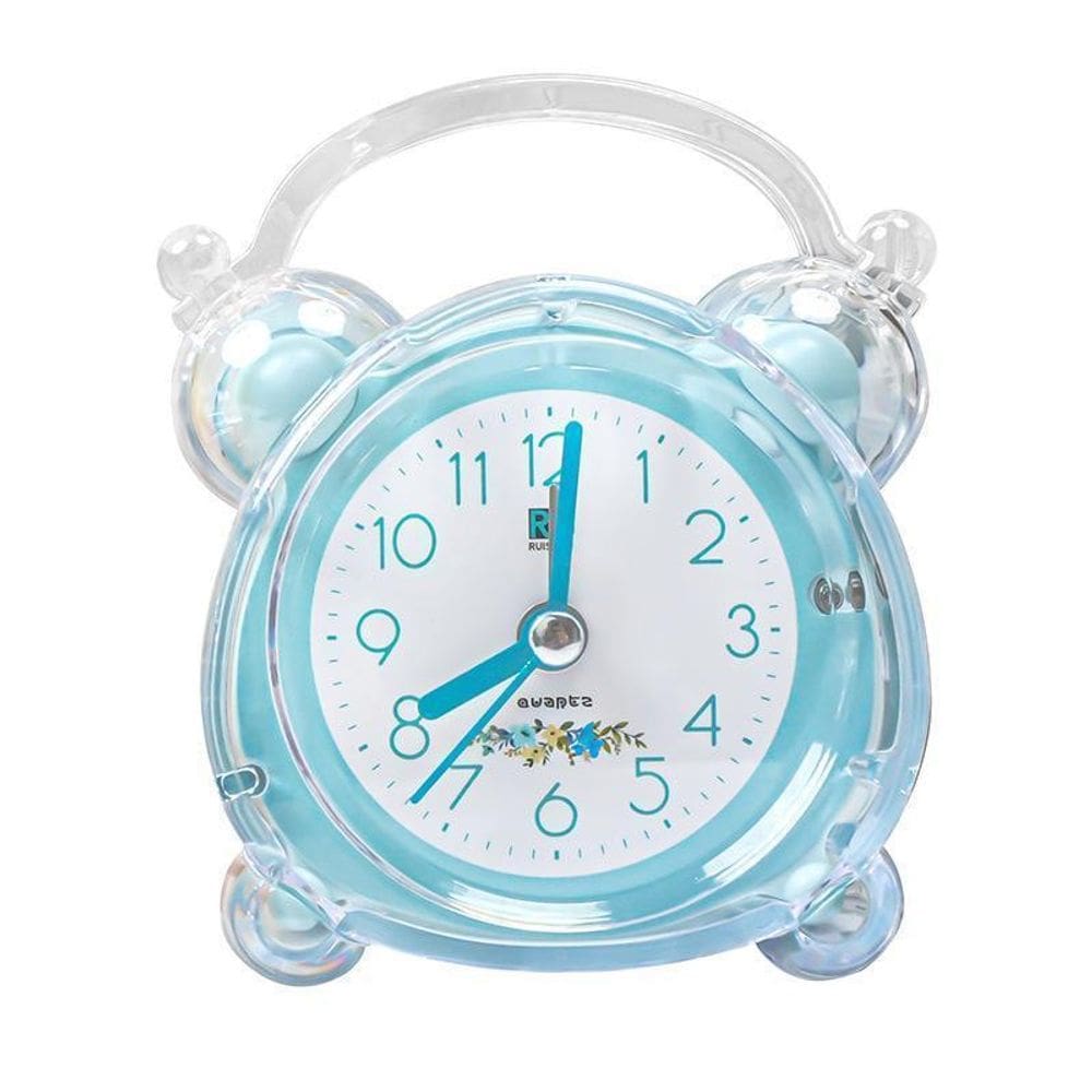 Despertador Cute Cartoon Blue Bell Silent Quartz Movement
