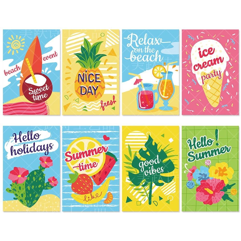 Conjunto de adesivos para decoração de festa havaiana, vinil impermeável, 8 peças