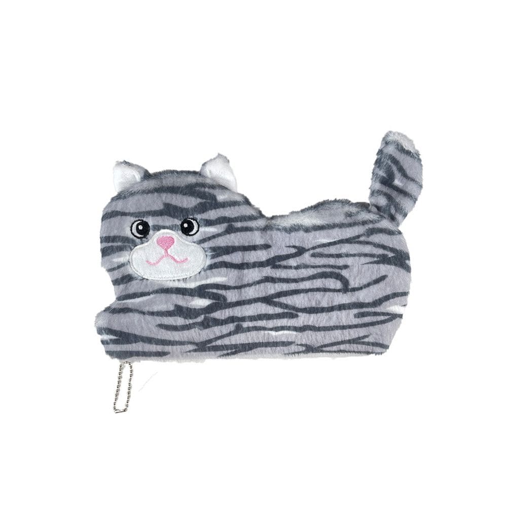 Estojo de lápis, fofo, listrado, pelúcia, bolso para caneta com zíper