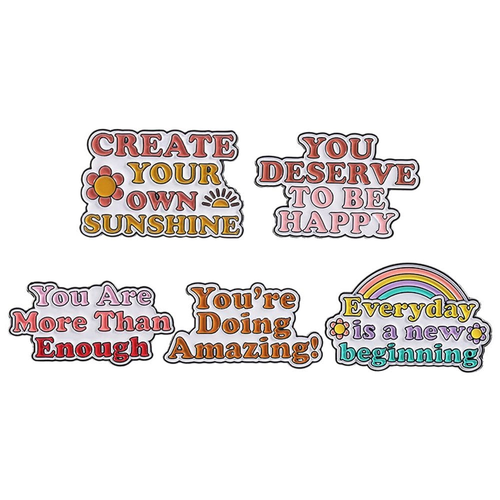 Conjunto de broches Inspirational Lapel Pins Positive Quote Alloy
