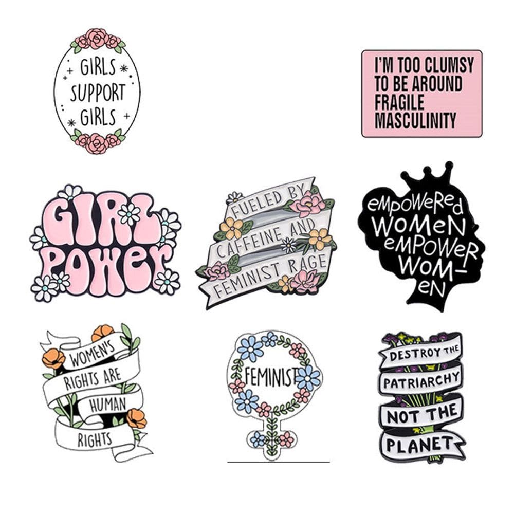 Conjunto de broches Feminist Empowerering Alloy Lapel Pin B x9