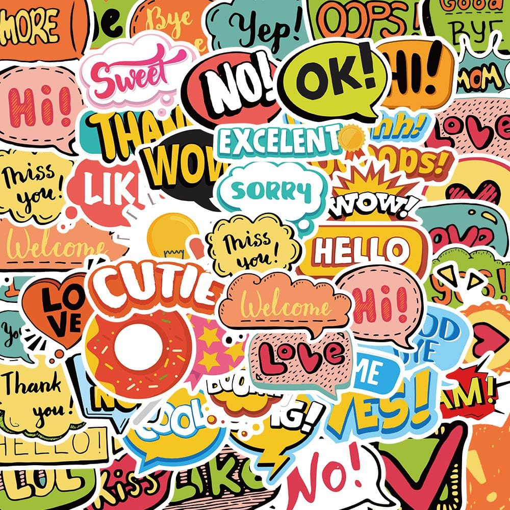 Pacote de adesivos Explosion Theme, 50 unidades de grafite colorido em quadrinhos