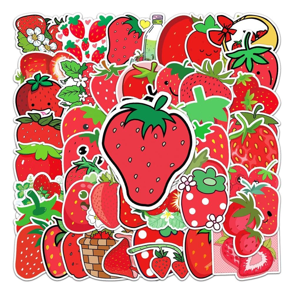 Pacote de adesivos Strawberry Cartoon Fruit Red Strawberry x50