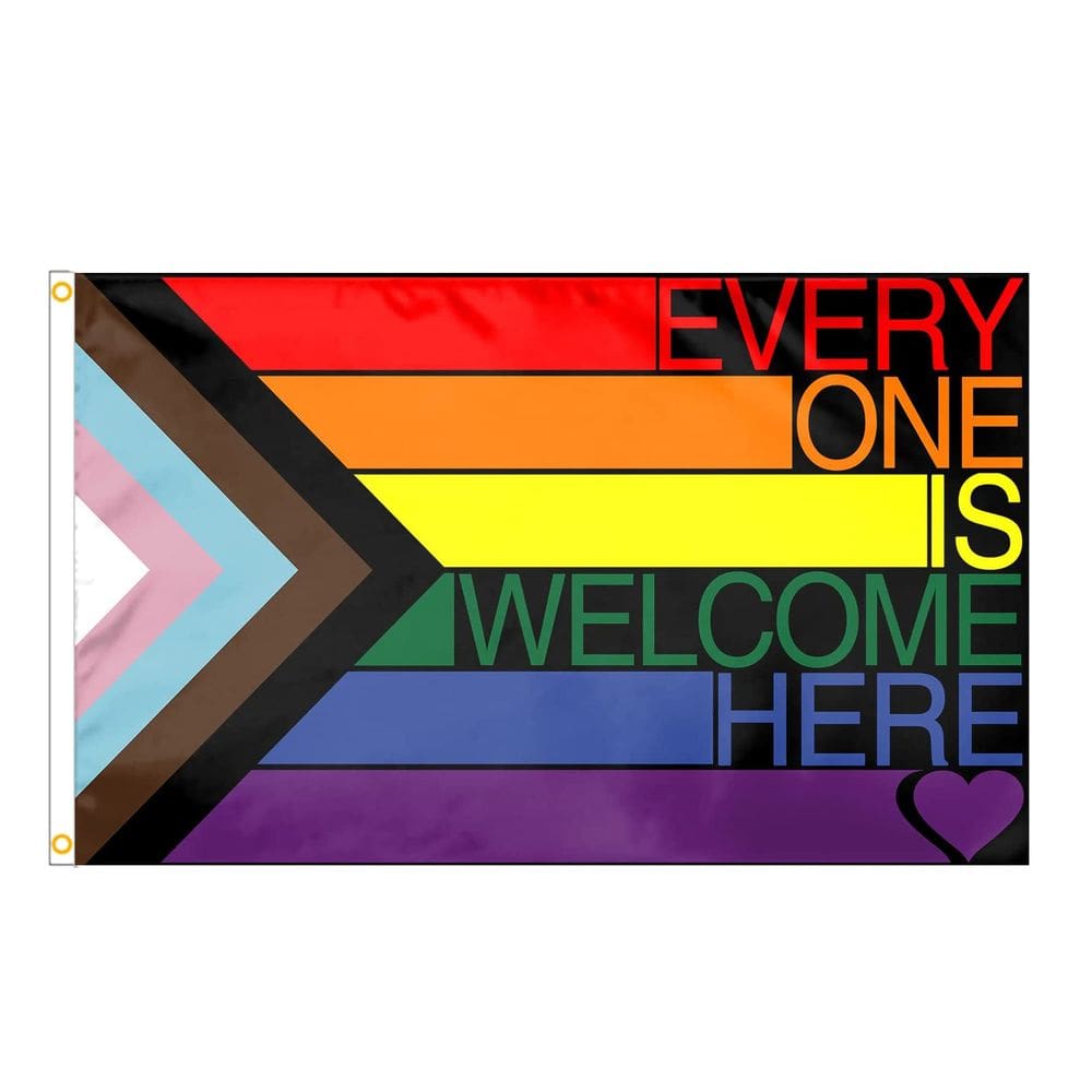 Bandeira Rainbow Pride Everyone Is Welcome 90x150cm Poliéster