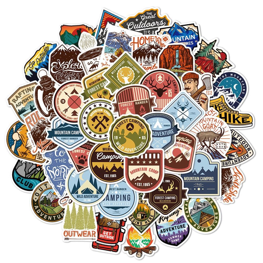 Pacote de adesivos Outdoor Adventure 48 unidades Mountain Camping Hik