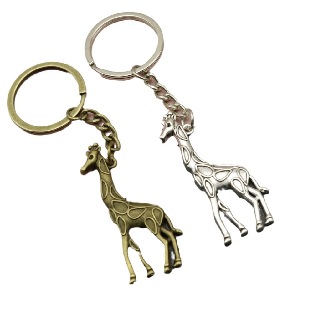 Conjunto de chaveiros Giraffe Metal, pacote com 2 chaveiros minimalistas para animais