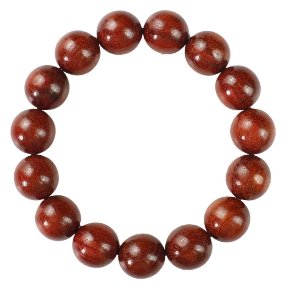 Pulseira Blood Sandalwood 15mm com contas redondas Pterocarpus Tinctorius