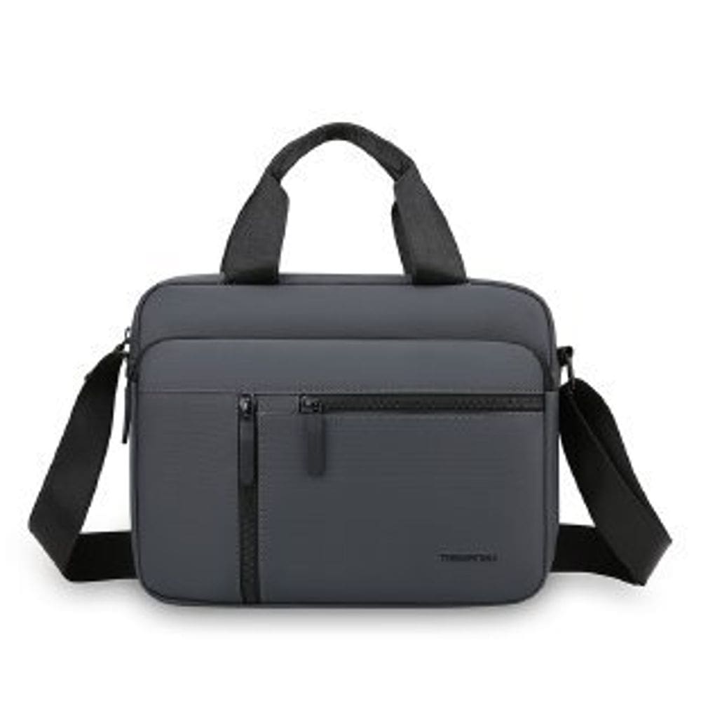 Bolsa Messenger de couro para homens de grande capacidade, cinza