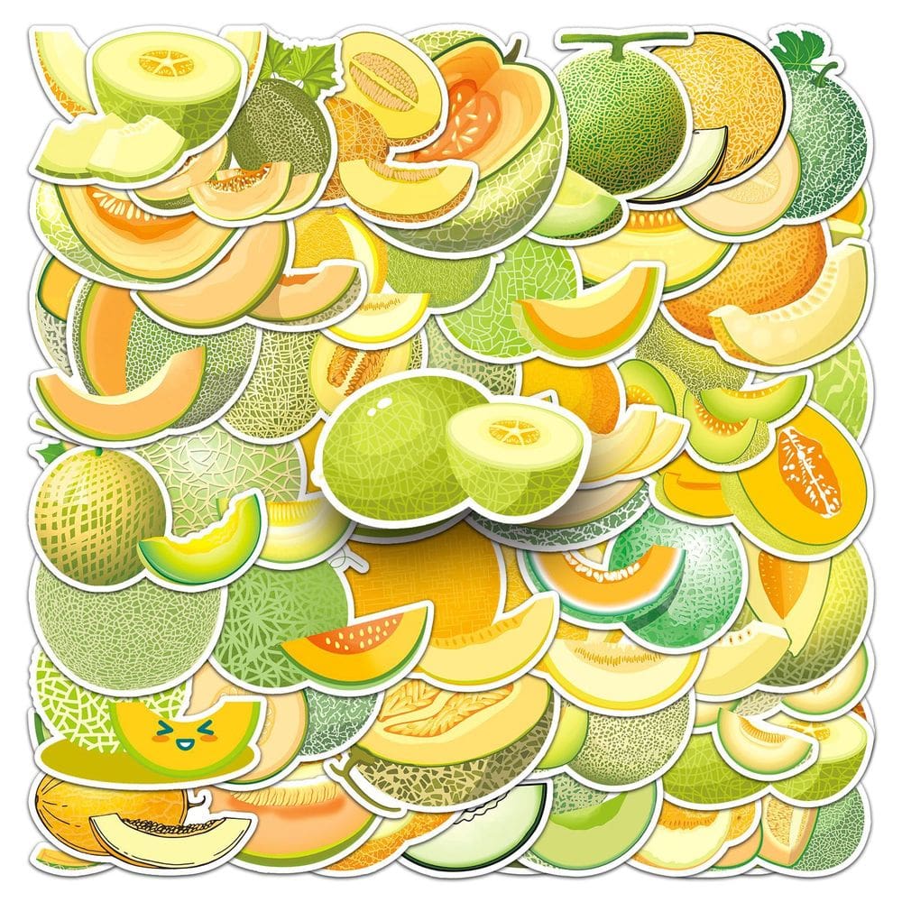 Pacote de adesivos com tema de frutas de melão, 51 unidades de desenho animado, melão