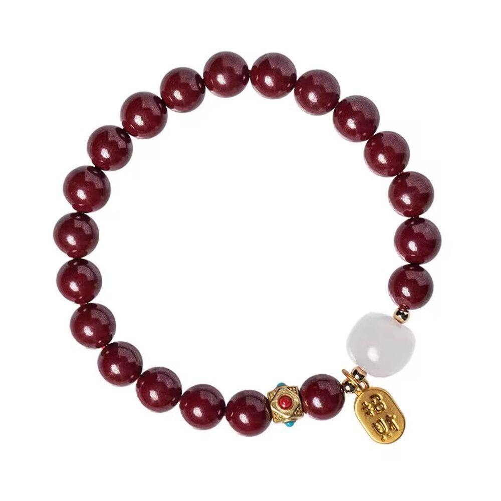 Pulseira Cinnabar feita à mão com pingente Gold Fortune