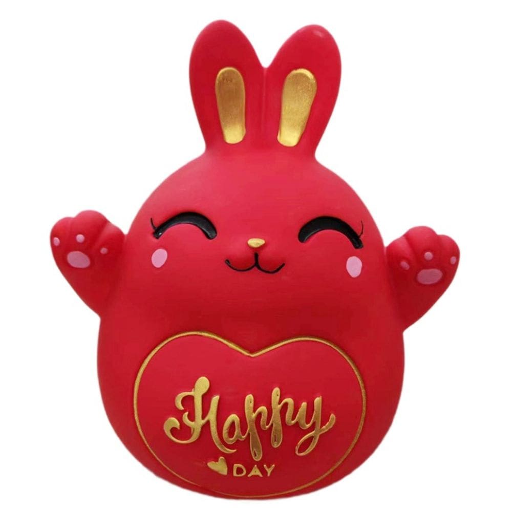 Banco de moedas Lucky Red Bunny Home Cofrinho 16x16x18cm PVC