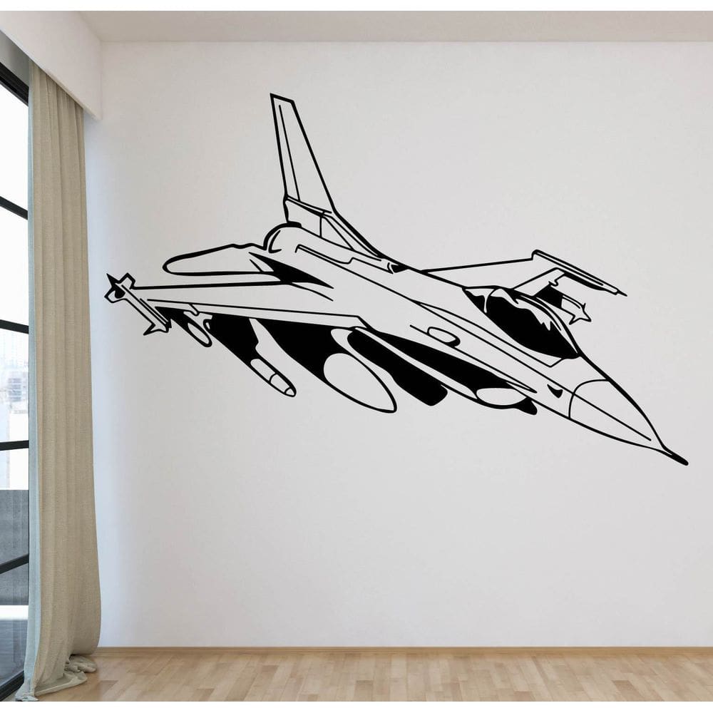 Adesivos de parede Airplane Fighter Jet Design PVC 42x91cm