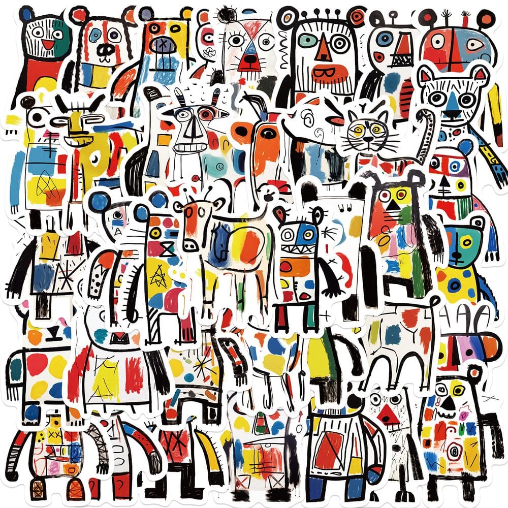 Adesivos de desenho animado minimalista em vinil laranja e vermelho, 50 unidades