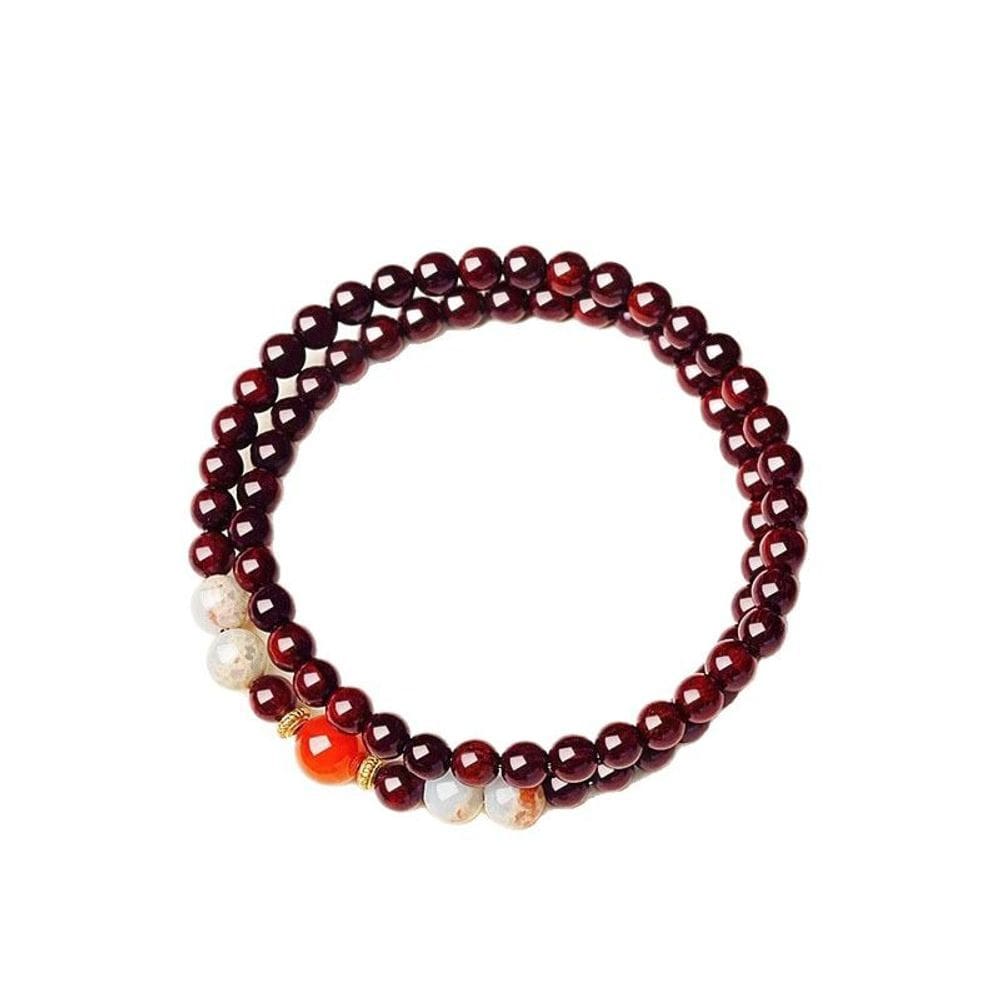 Pulseira de folha pequena de sândalo vermelho de 6 mm para mulheres