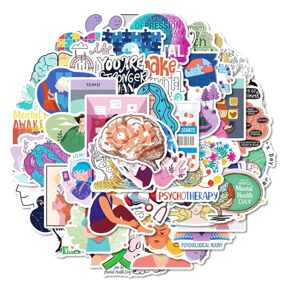 Adesivos de conscientização sobre saúde mental, 50 unidades de vinil Positive Quote