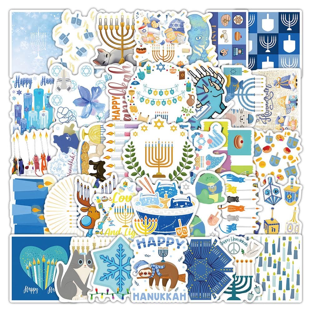Pacote de adesivos do Festival de Hanukkah, 50 peças, decalque de vinil à prova d`água