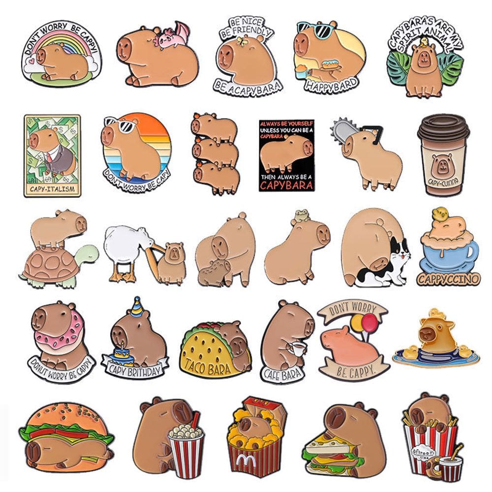 Conjunto de broches Capivara Cartoon Animal Lapel Pin Bad
