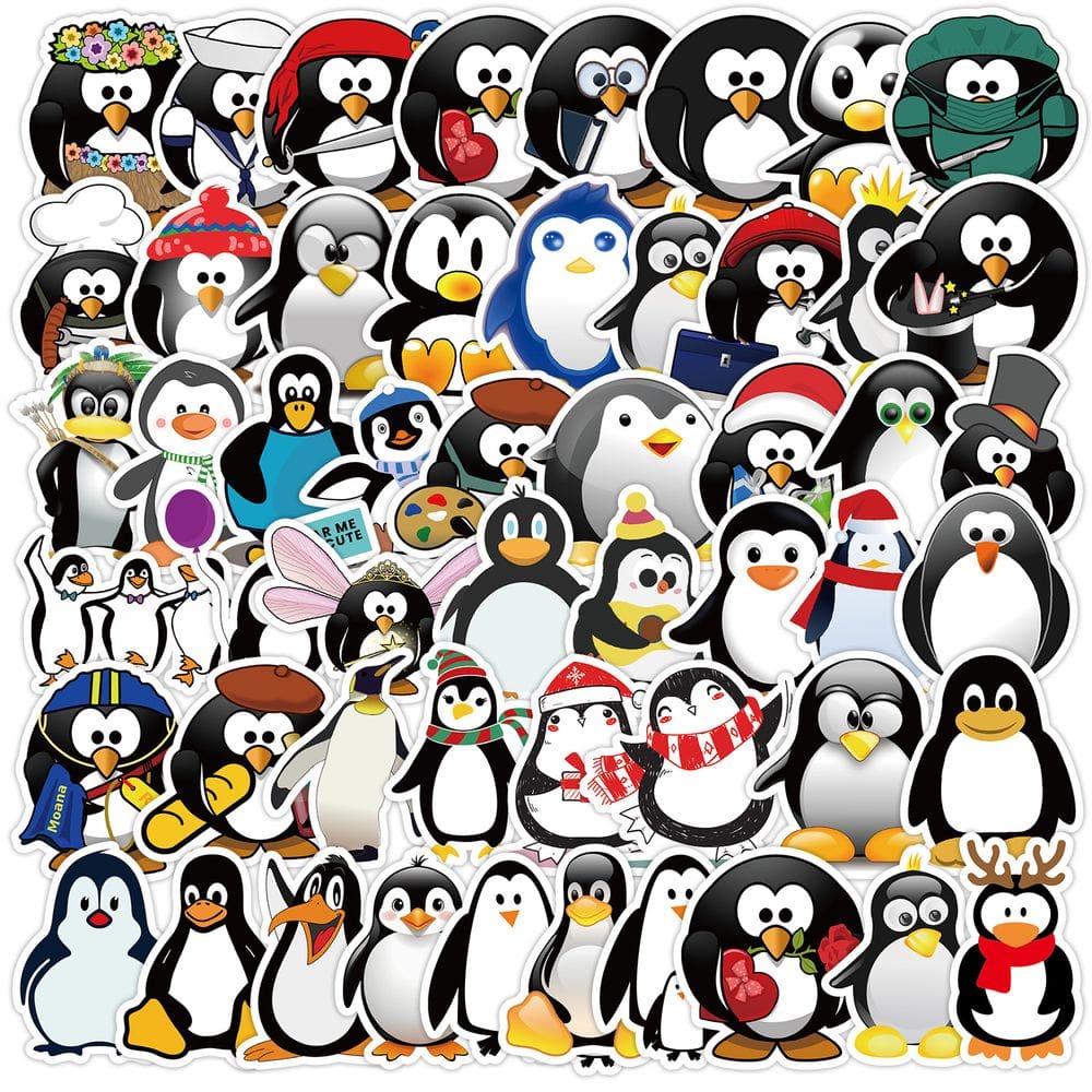 Pacote de adesivos Cute Penguin Cartoon Animal Decalque de vinil x50