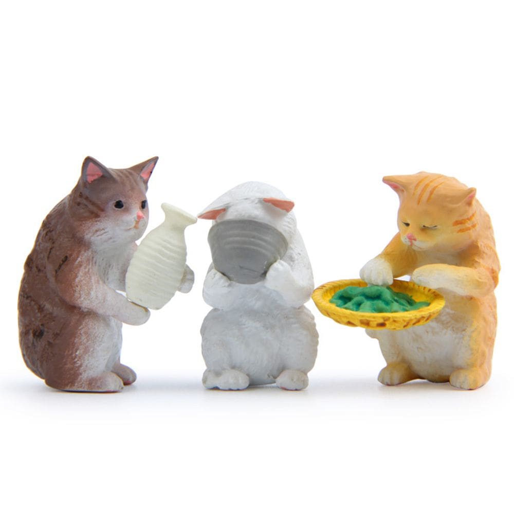 Escultura, decoração de jardim, linda resina de gato de estilo japonês