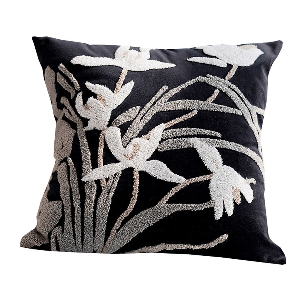 Capa de almofada vintage floral bordada em veludo 45x45cm