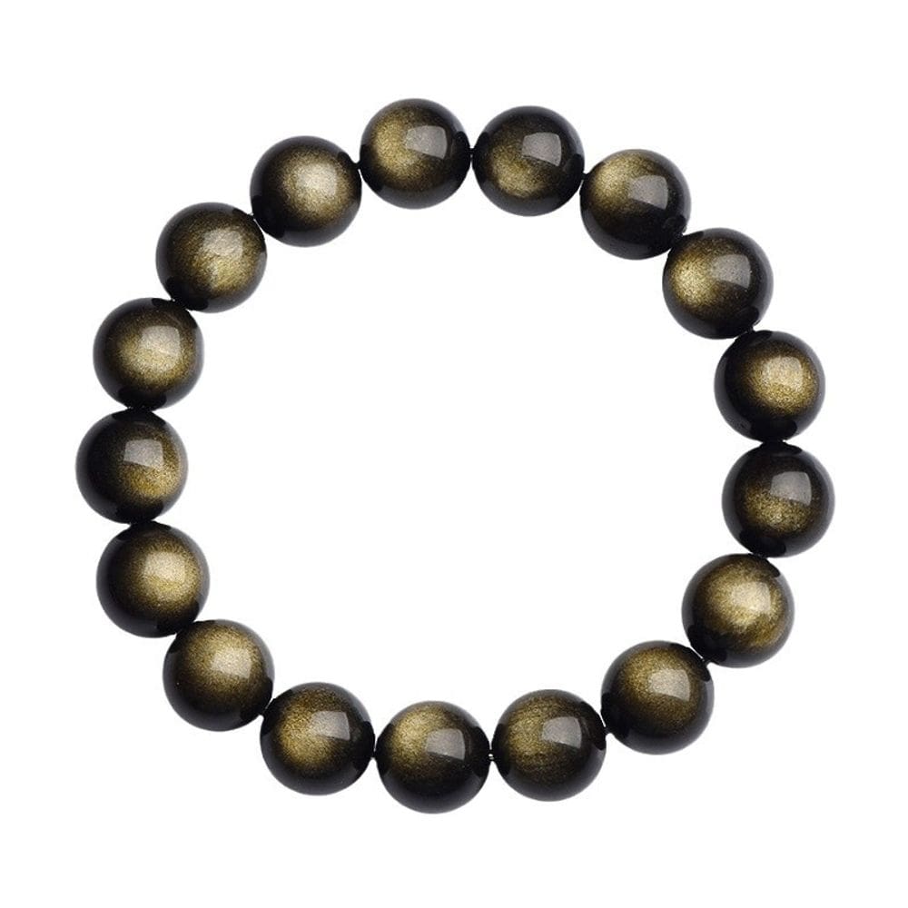 Pulseira de obsidiana dourada natural de 12 mm para homens e mulheres