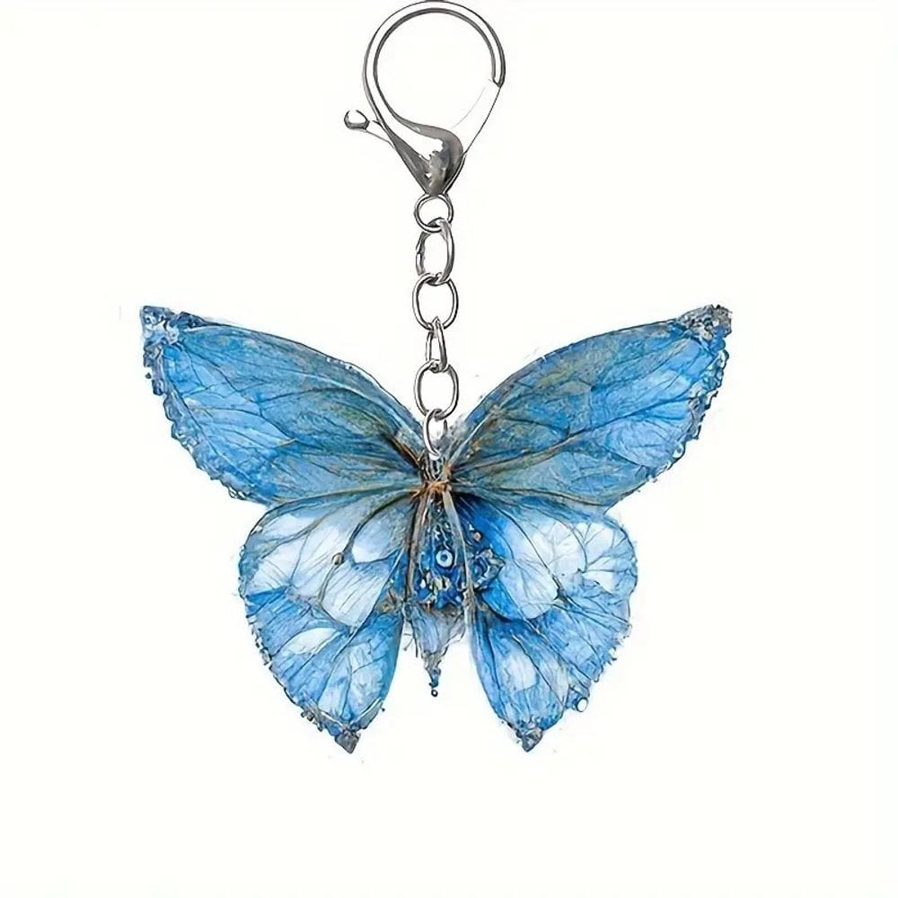 Chaveiro Borboleta colorida em acrílico e liga de zinco