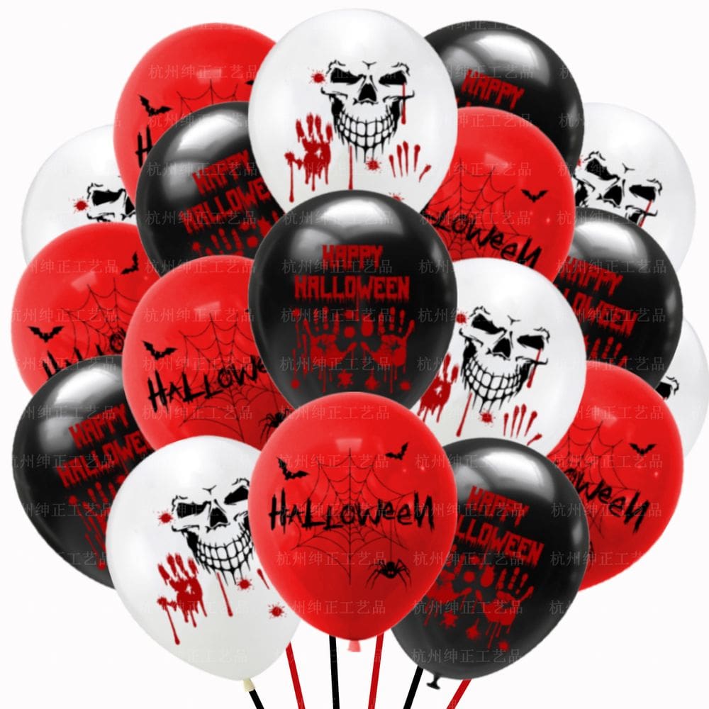 Conjunto de balões de látex de Halloween, 18 unidades, vermelho, preto, branco, 30 cm
