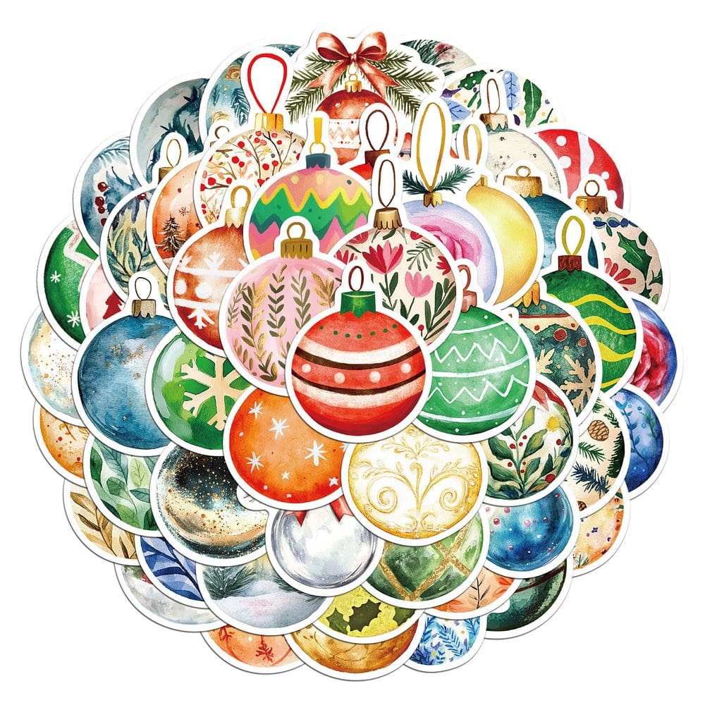 Pacote de adesivos de Natal, 50 peças fofas de Papai Noel, boneco de neve e rena