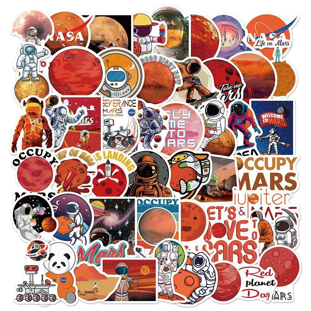 Pacote de adesivos Mars Exploration Cartoon Astronaut e R 50 unidades