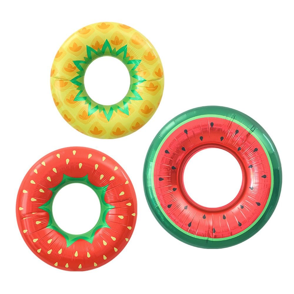 Conjunto de balões metalizados para festas na piscina, infláveis em forma de fruta, 3 unidades