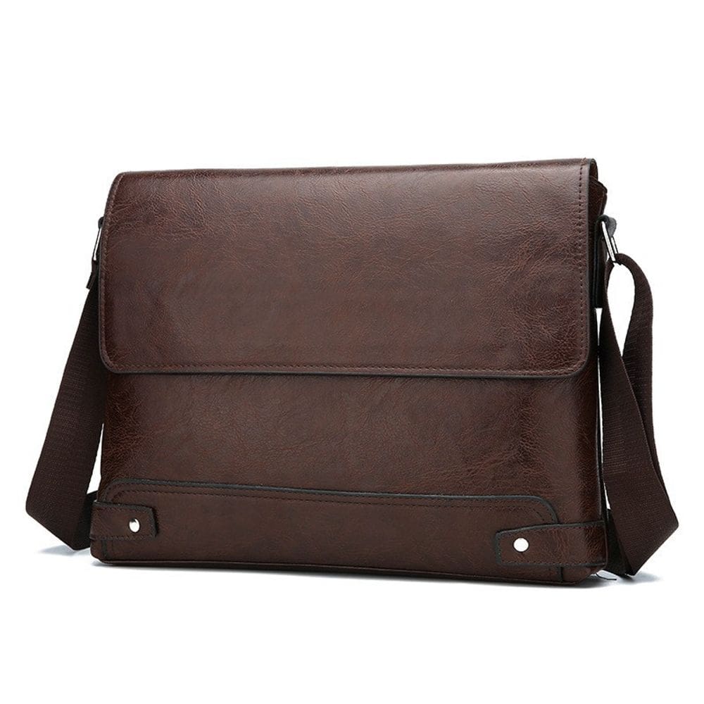 Bolsa Messenger em couro PU Business Shoulder 33x5x24cm marrom