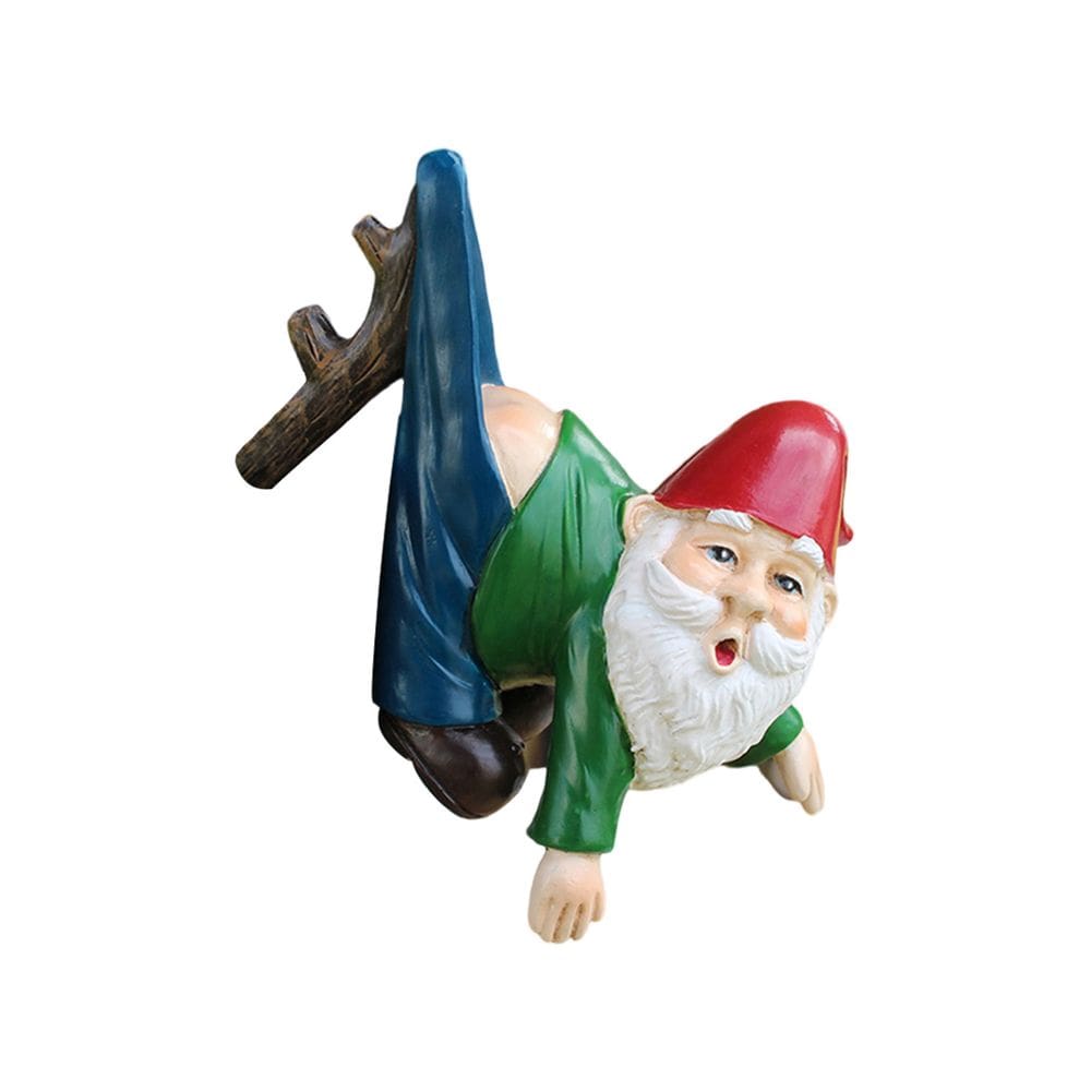Escultura de decoração de jardim Funny Gnome Hanging Resin 10,5 cm