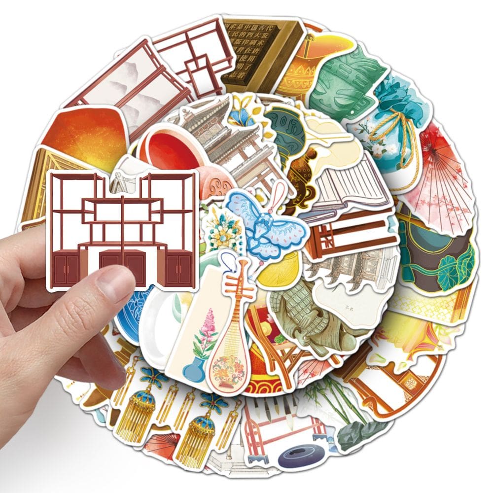 Pacote de adesivos Chinese Vintage, 50 unidades de cultura tradicional