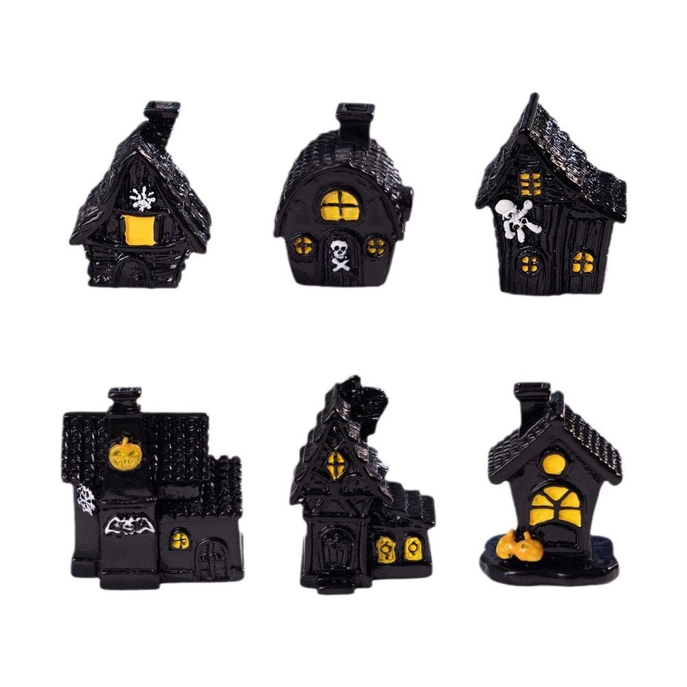 Resina de decoração de jardim para escultura de mini casa de Halloween