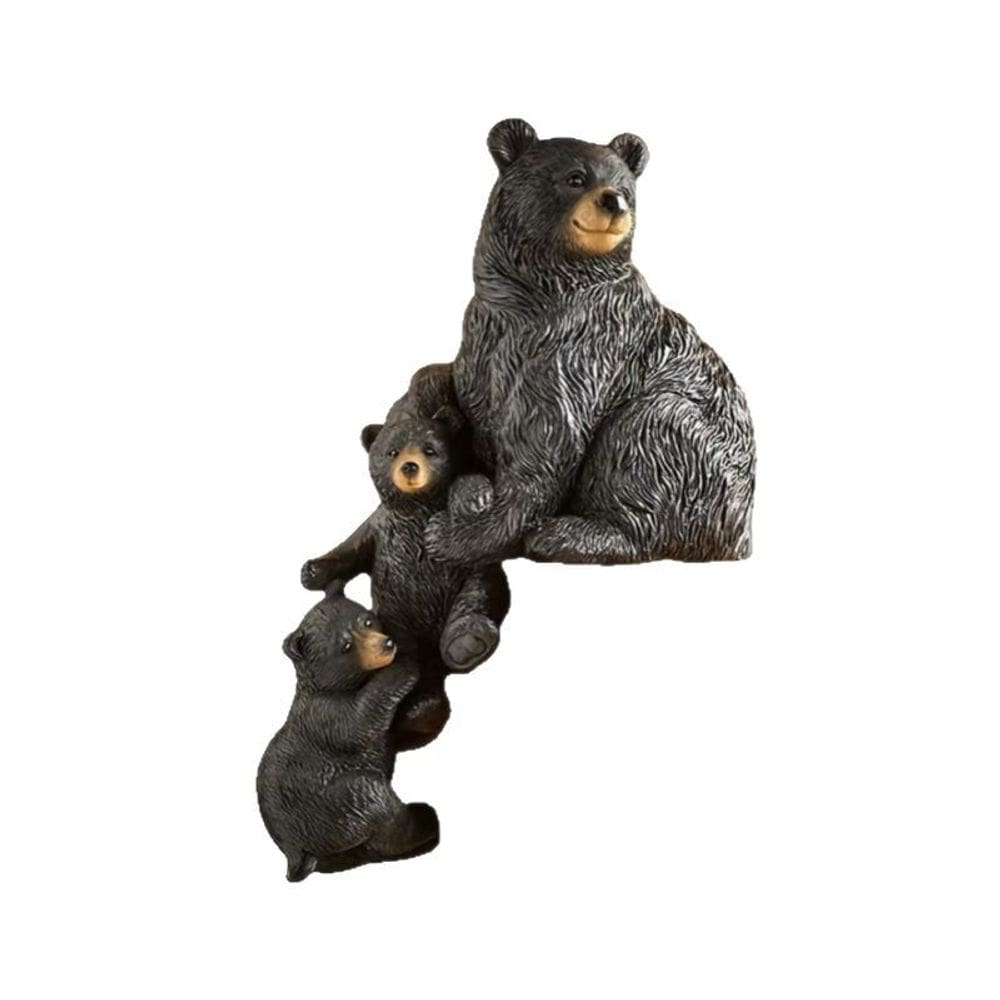 Decoração de jardim, escultura, resina, família Black Bear, 14 cm
